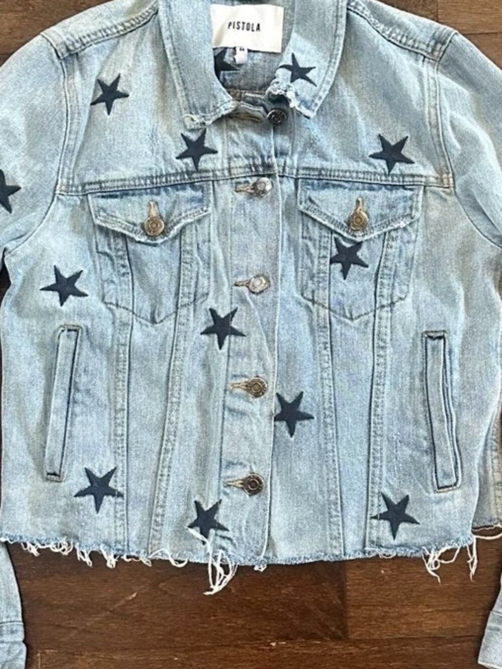 PISTOLA BRANDO NAVY STAR DISTRESSED DENIM JACKET-Size Medium-like new - Picture 4 of 5